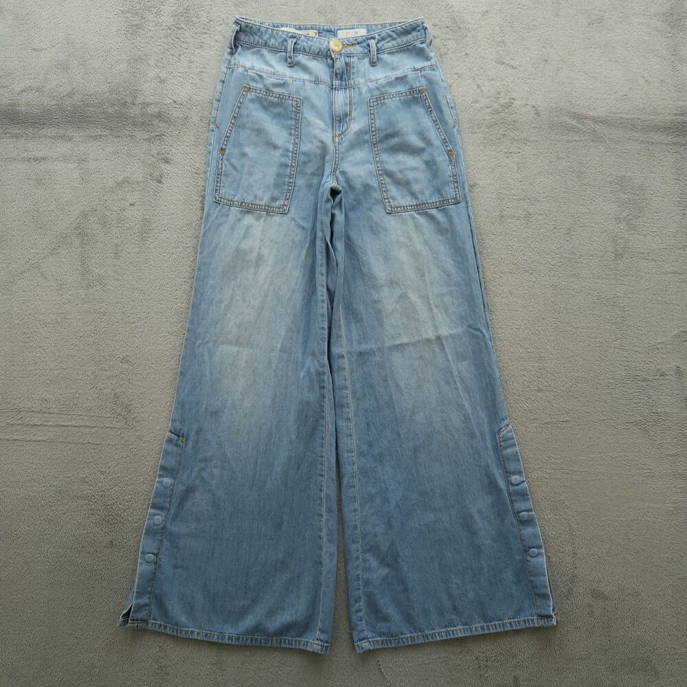 Pilcro Jeans Women's Size 25 Blue High-Rise Wide-Leg Cotton Denim 31" Inseam